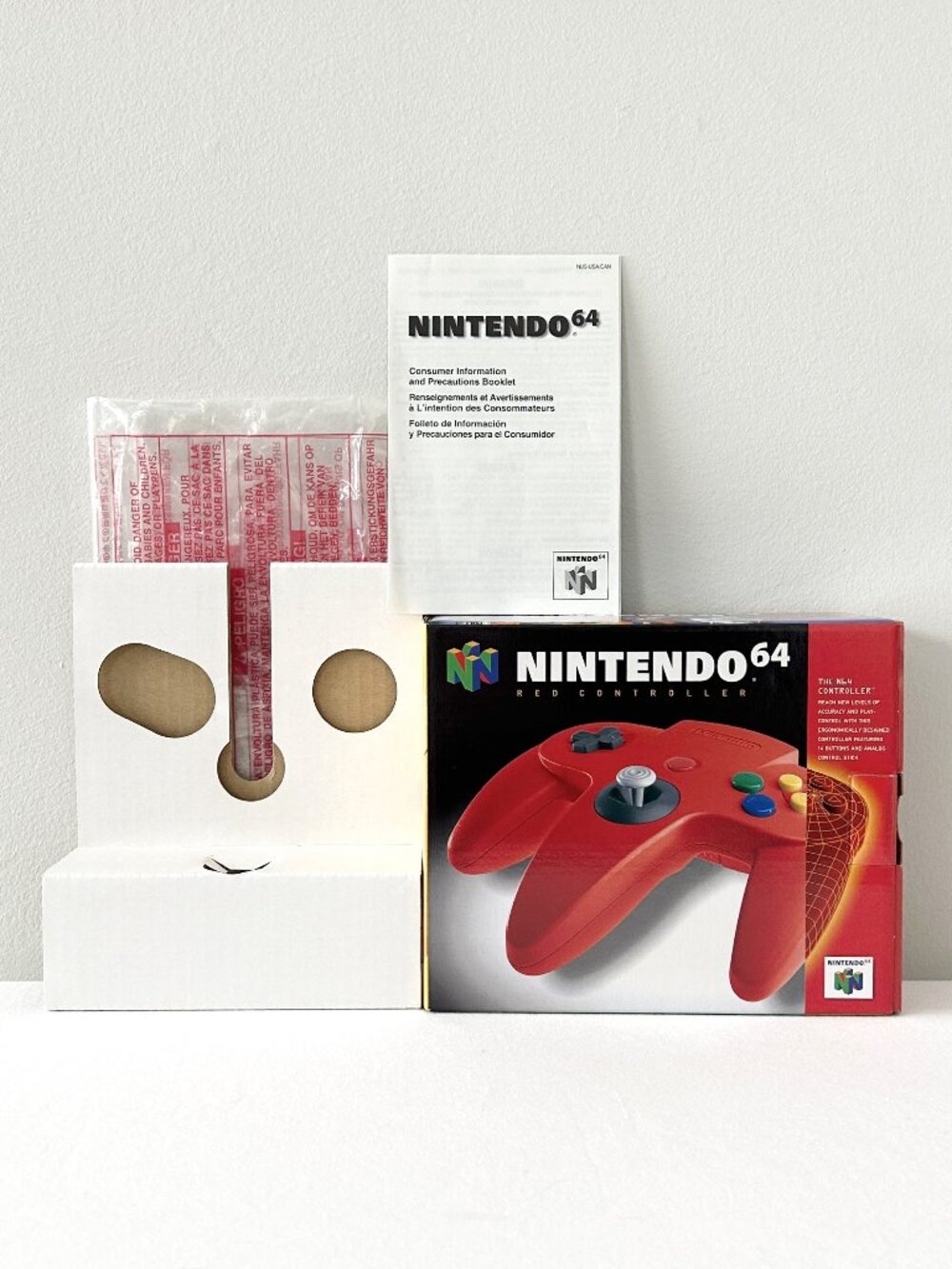 Vintage Nintendo 64 N64 Red Controller EMPTY BOX ONLY with Insert Manual Bag EUC